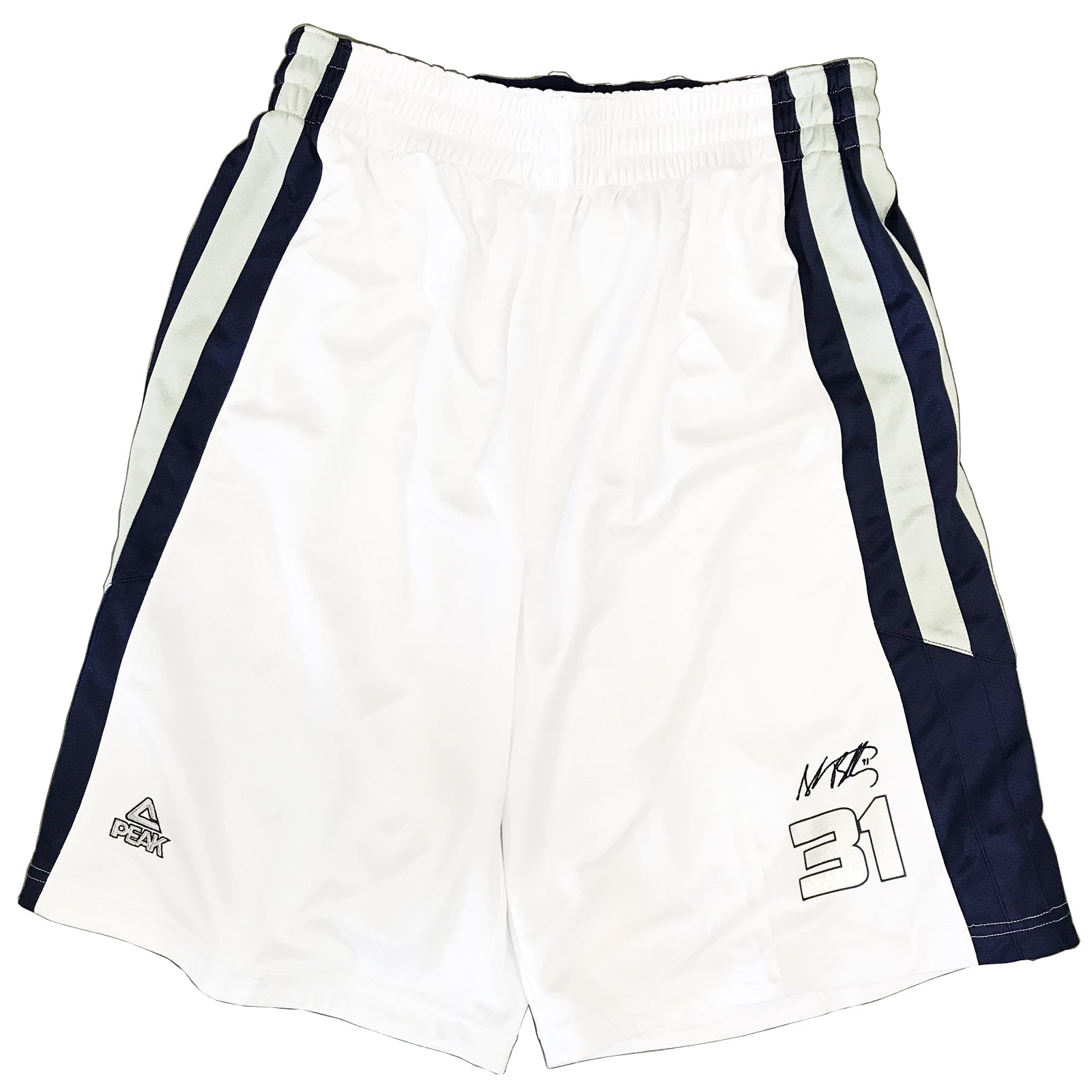 Peak Men's Battier Signature Match Basketball Shorts White Navy