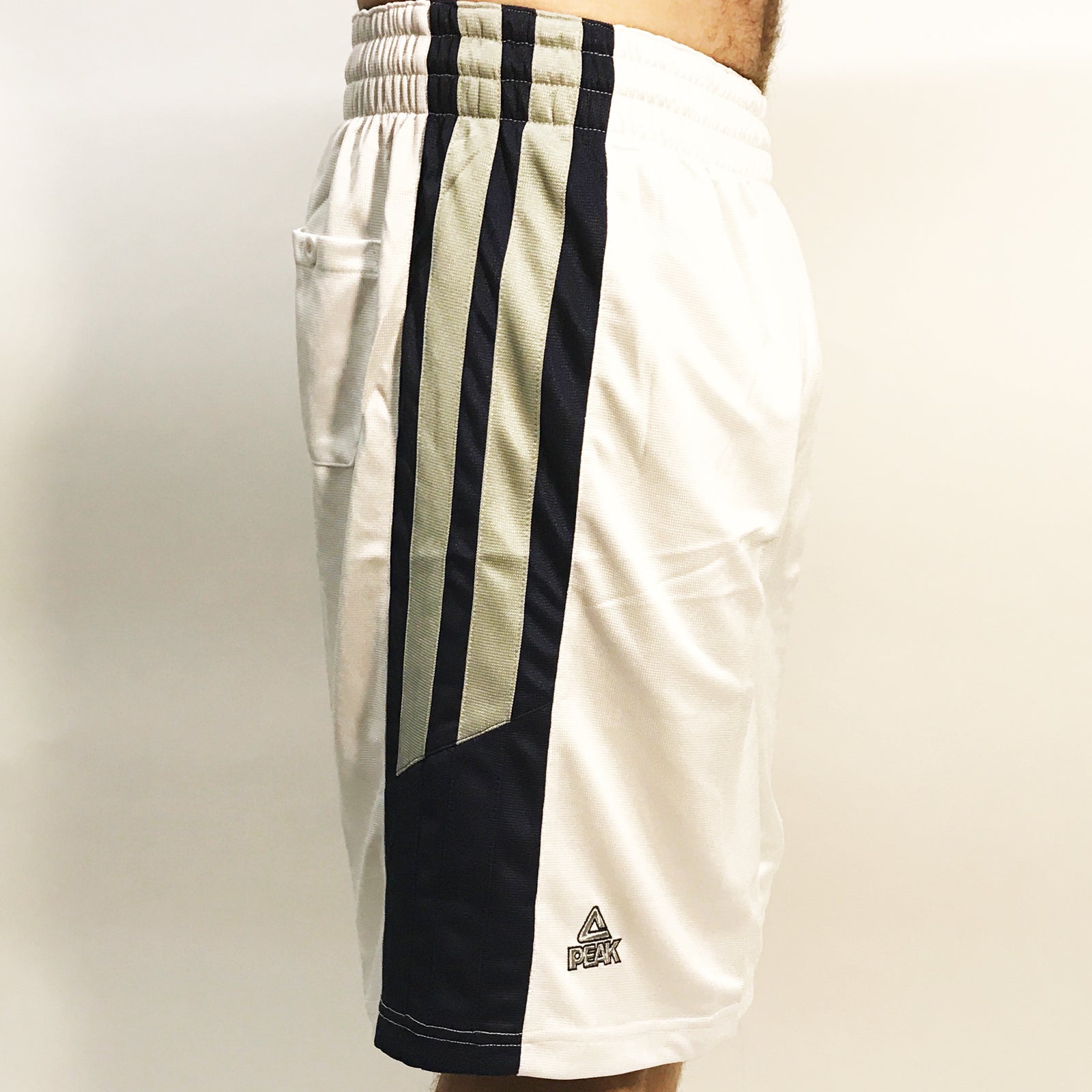 Peak Men's Battier Signature Match Basketball Shorts White Navy