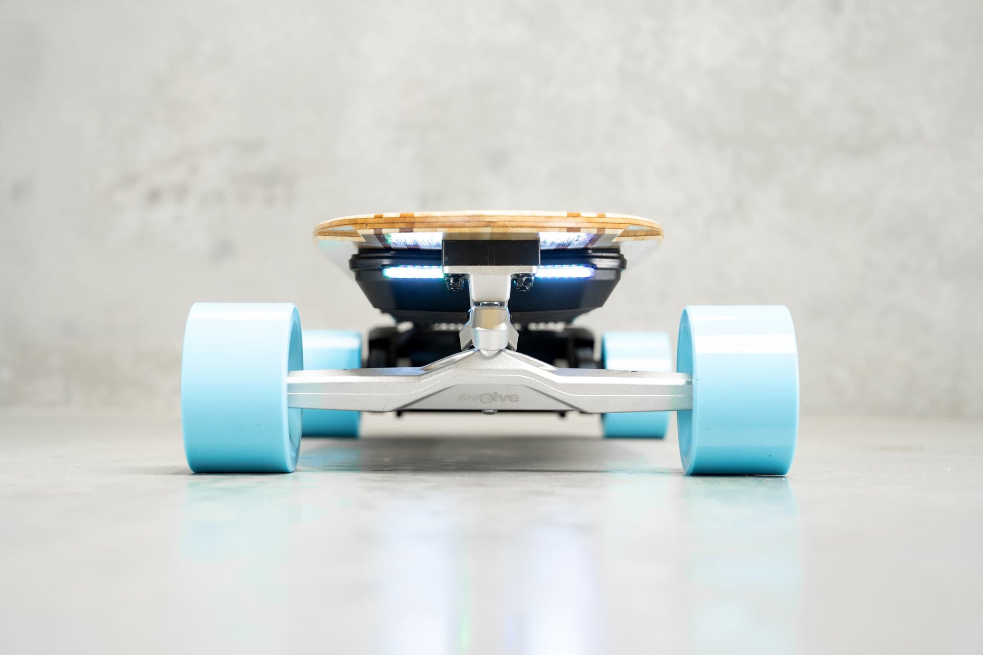 Evolve Skateboards Stoke X Bamboo Cruiser Electric Skateboard Blue Wheels