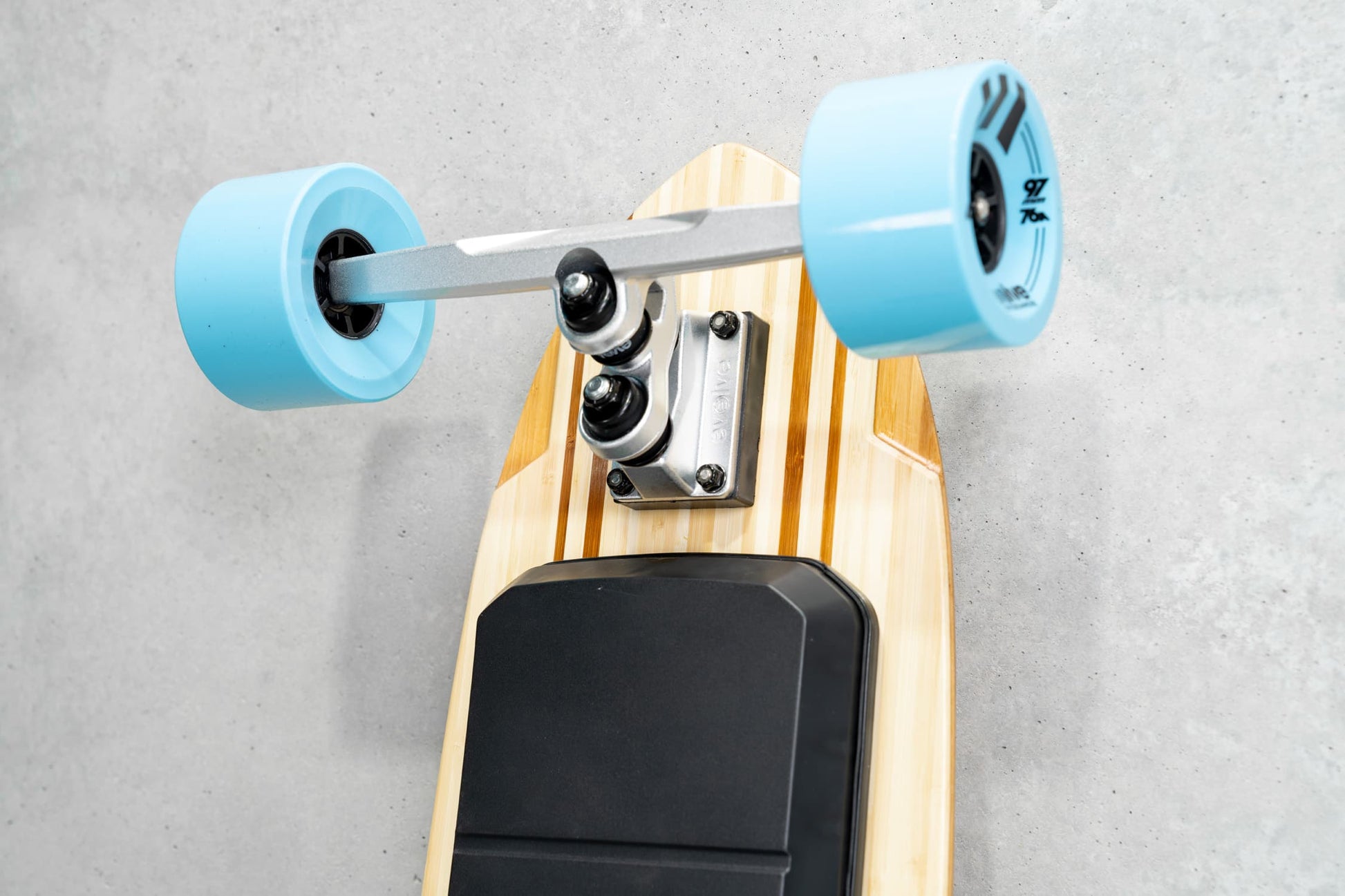 Evolve Skateboards Stoke X Bamboo Cruiser Electric Skateboard Blue Wheels