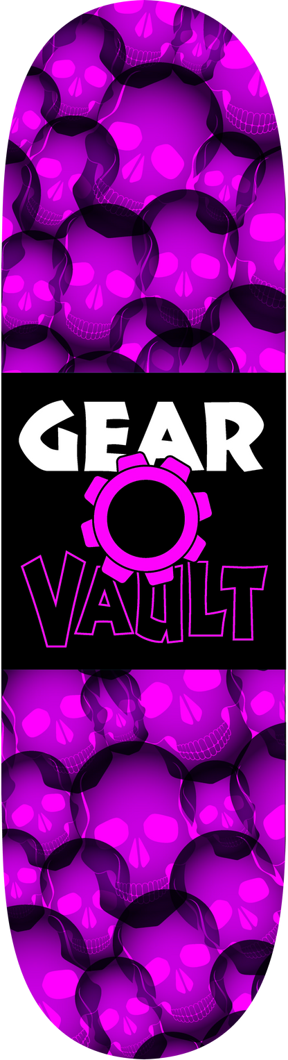 Gear Vault Skulls Logo Skateboard Deck