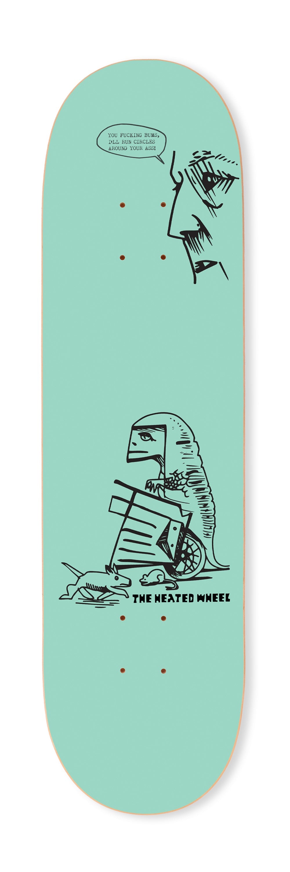 The Heated Wheel Team Rex Man 8.75in x 32in Skateboard Deck