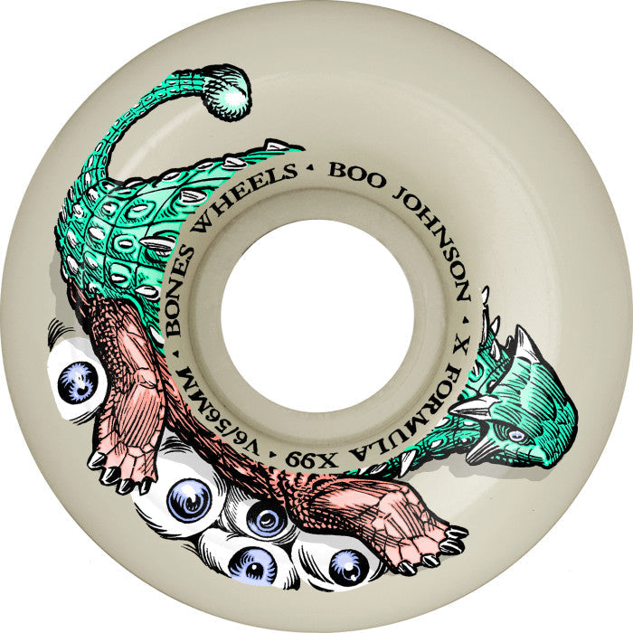 Bones X-Formula 54mm 99a Boo Johnson Dino Sortas V6 Widecut Skateboard Wheels