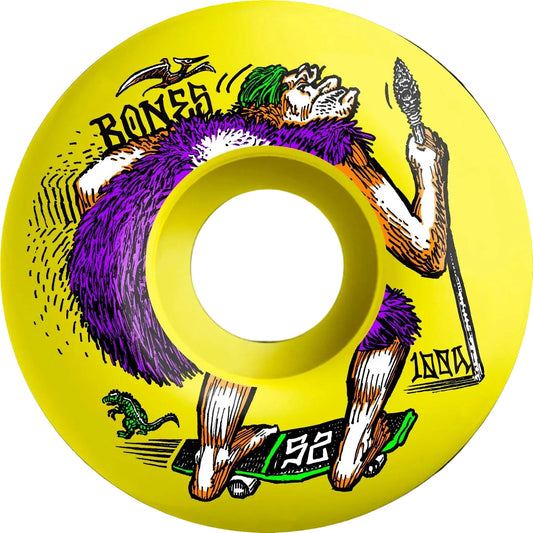 Bones 100's OG Formula 52mm 100a NEONderthal Yellow V4 Wide Skate Wheels