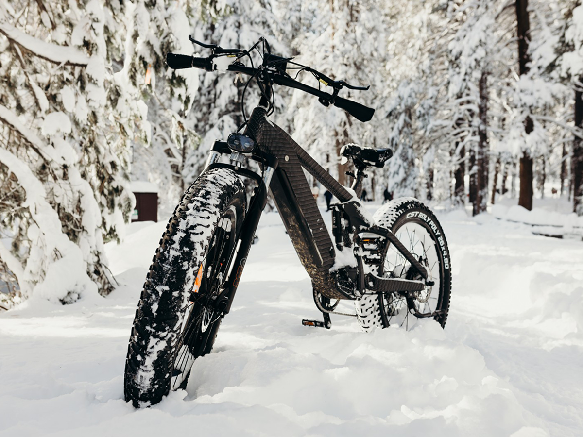 Himiway D7 Pro Upgraded Full Suspension Mid Drive Fat Tire Electric Mountain Bike in Snow