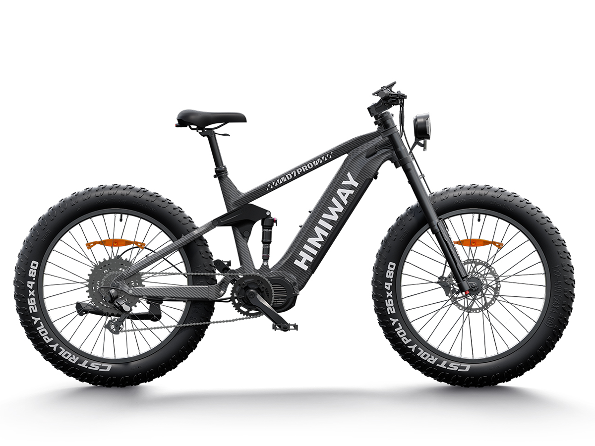 Himiway D7 Pro Upgraded Full Suspension Mid Drive Fat Tire Electric Mountain Bike Black King Cobra