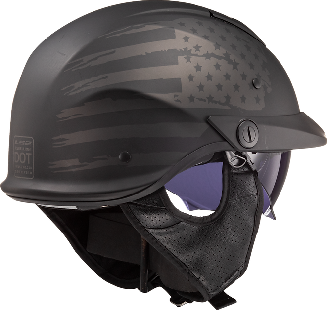 LS2 Rebellion 1812 Half Motorcycle Helmet W/ SunShield Matte Black