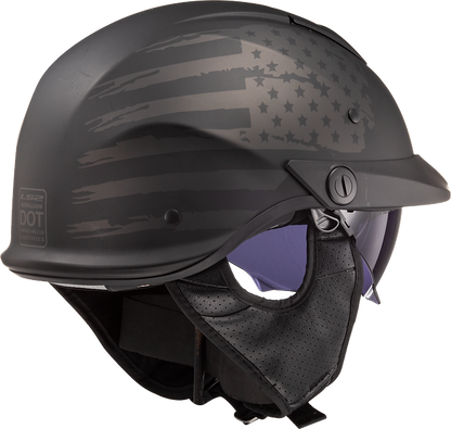 LS2 Rebellion 1812 Half Motorcycle Helmet W/ SunShield Matte Black