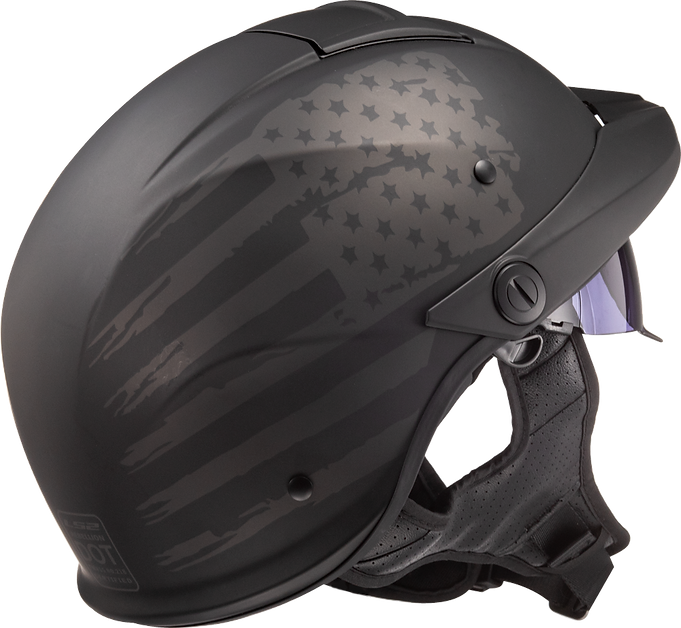 LS2 Rebellion 1812 Half Motorcycle Helmet W/ SunShield Matte Black