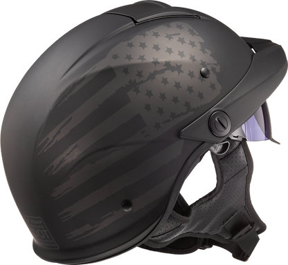 LS2 Rebellion 1812 Half Motorcycle Helmet W/ SunShield Matte Black