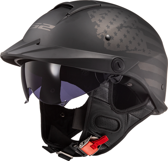 LS2 Rebellion 1812 Half Motorcycle Helmet W/ SunShield Matte Black