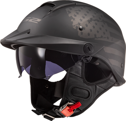 LS2 Rebellion 1812 Half Motorcycle Helmet W/ SunShield Matte Black