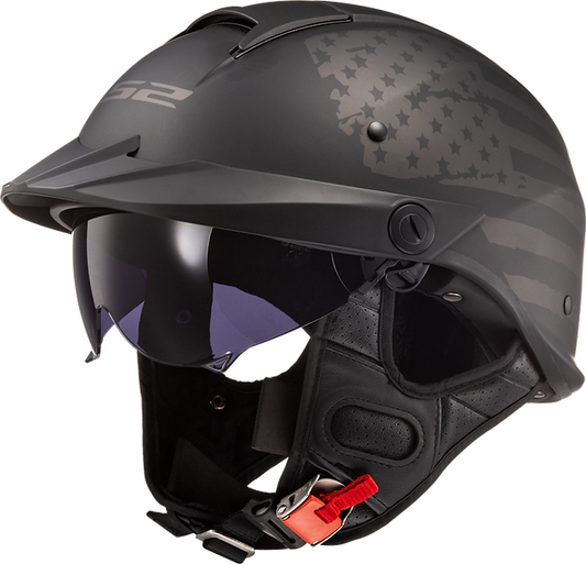 LS2 Rebellion 1812 Half Motorcycle Helmet W/ SunShield Matte Black