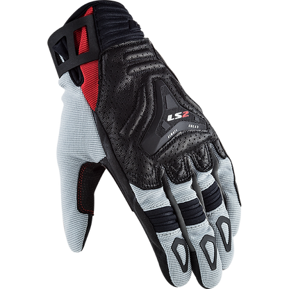 LS2 All Terrain Men's Touring Gloves, Grey/Red/Black