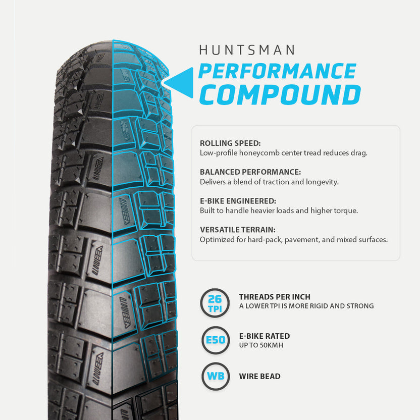 Vee Huntsman 20" x 4" E-bike Fat Tire 26 TPI - Wire Bead