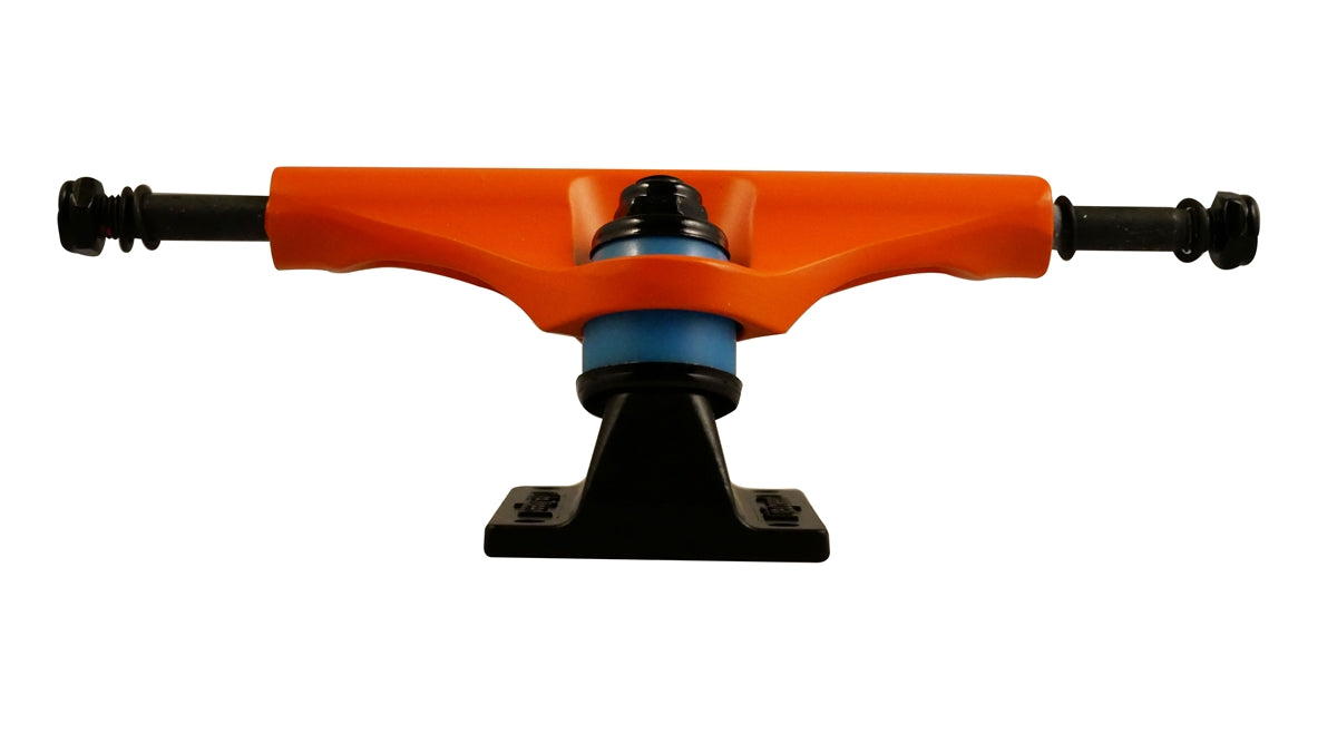 Litezpeed Color / Black Base Skateboard Trucks - 5.25" Hanger / 8.0" Axle Orange