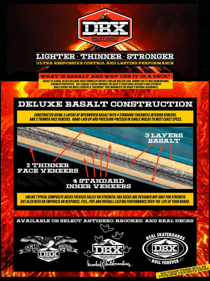 Krooked Skateboards DBX Eyes Bright Orange 8.50in x 32.18in Skateboard Deck