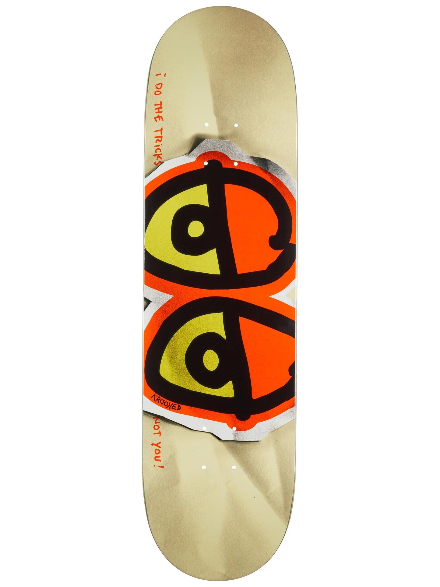 Krooked Skateboards DBX Eyes Bright Orange 8.50in x 32.18in Skateboard Deck