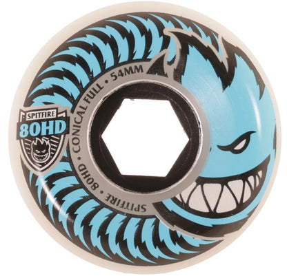 Spitfire 54mm 80HD Charger Conical Full Clear/Blue Skate Wheels (Set of 4)