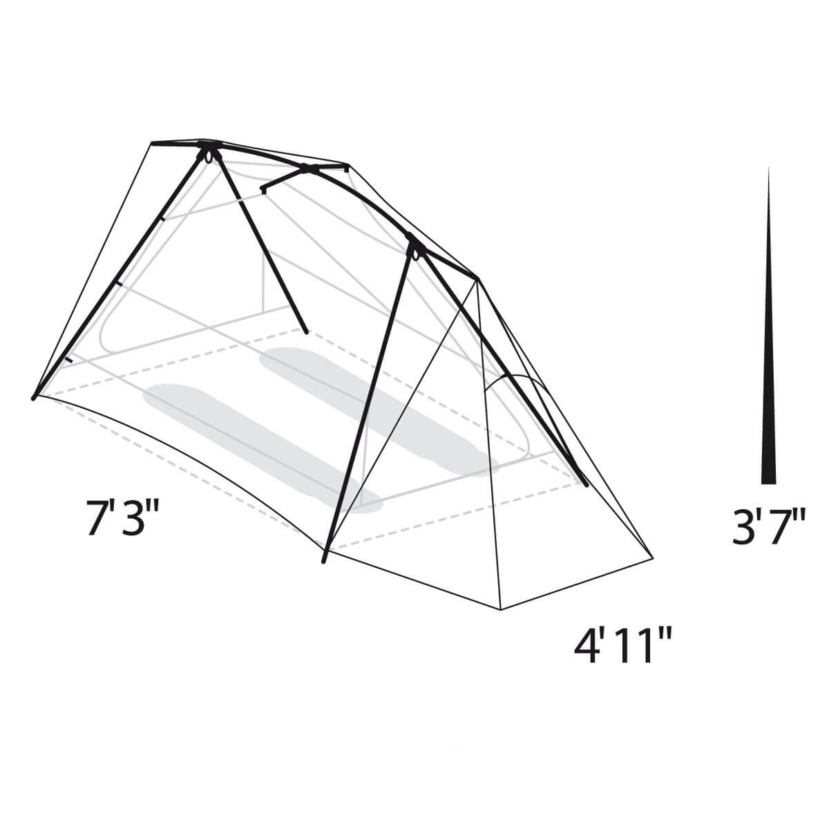 Eureka Timberline SQ 2XT 3 season two person backpacking tent dimensions