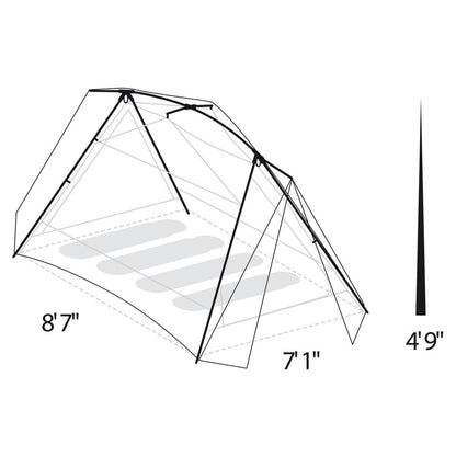 Eureka Timberline SQ Outfitter 4 Four Person 3 Season Backpacking Tent Dimensions