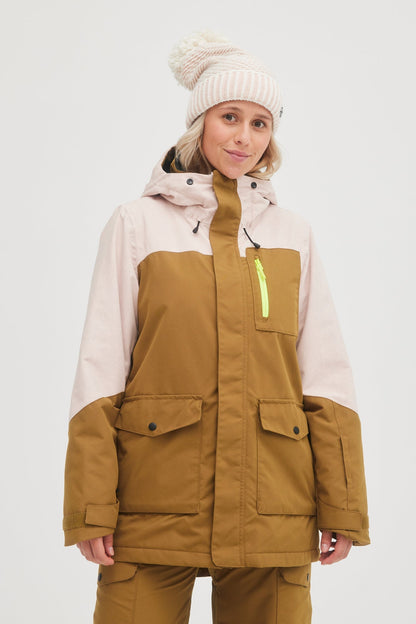 oneill womens lady womans utility jacket plantation color block pink brown main