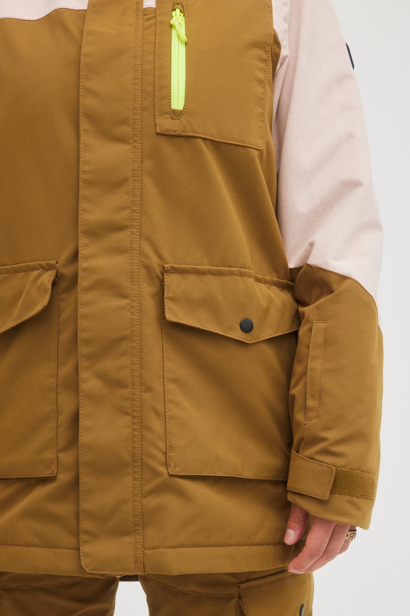 oneill womens lady womans utility jacket plantation color block pink brown pockets