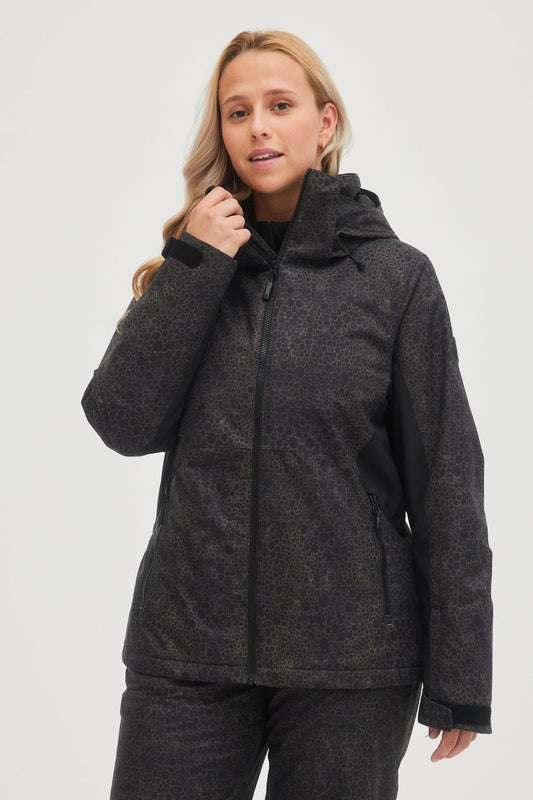 oneill womens ladies womans adelite 10k ski snowboard winter coat grey gray zoom in black front