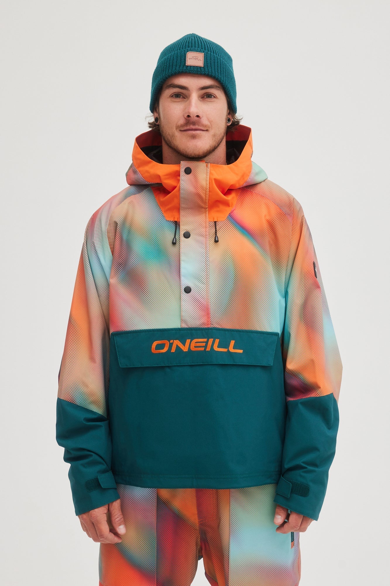 O'neill Men's O'Riginals Anorak 20K Waterproof Ski Snowboard Pullover Jacket Coat Dark Blue Fade Halftone Front