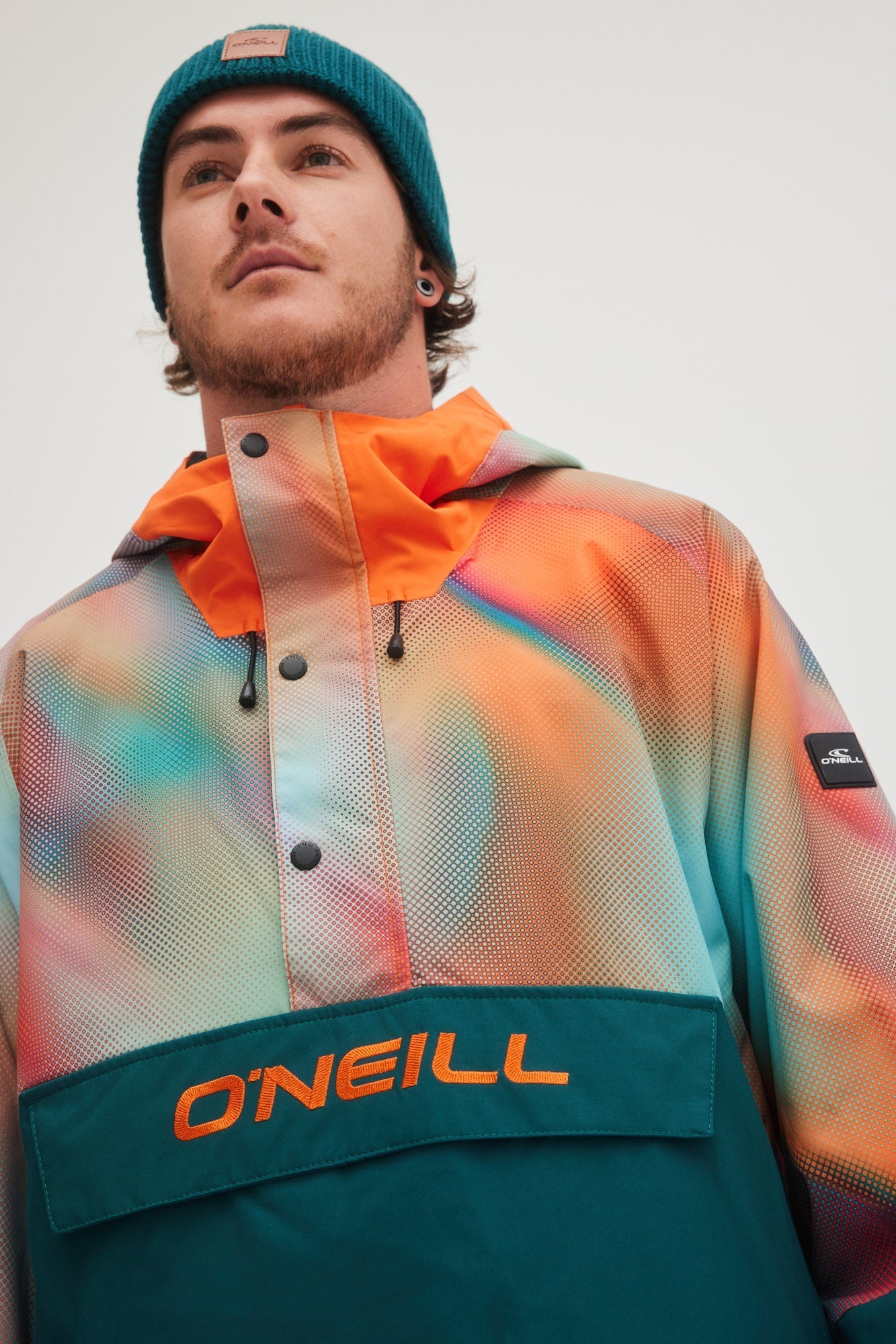 O'neill Men's O'Riginals Anorak 20K Waterproof Ski Snowboard Pullover Jacket Coat Dark Blue Fade Halftone Front pocket