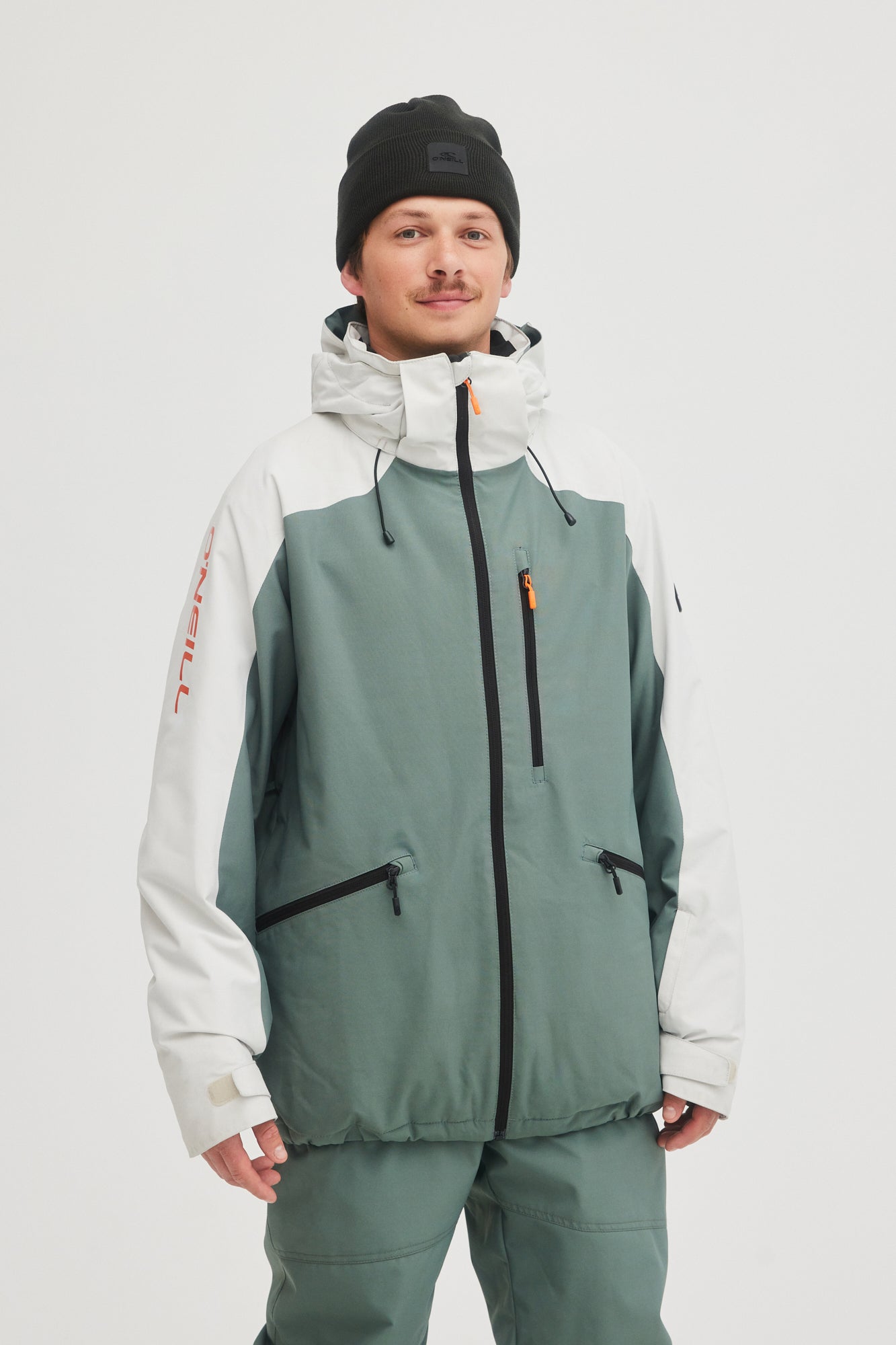 Oneill Mens Guys Mans Diabase Jacket 10K Waterproof Ski and Snowboard Winter Coat Balsam Green Color Block Front
