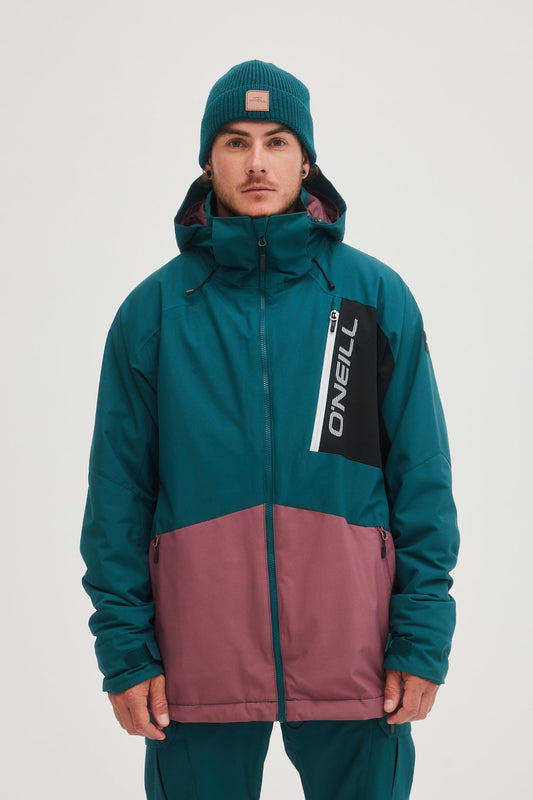 oneill mens mans guys jigsaw 10,000mm waterproof ski snowboard jacket deep teal purple color block main
