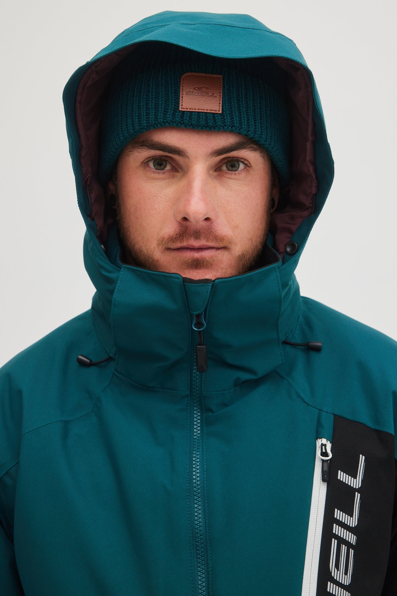 oneill mens mans guys jigsaw 10,000mm waterproof ski snowboard jacket deep teal purple color block hood