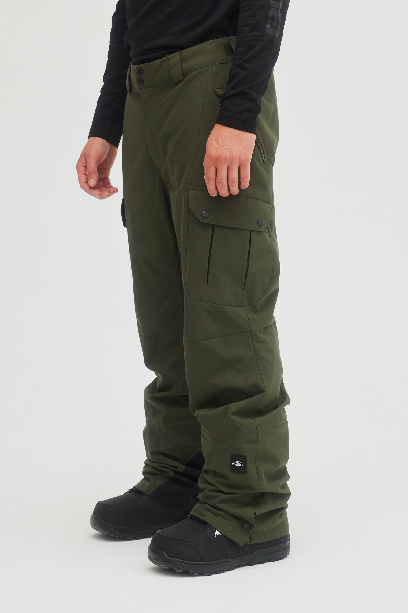 Oneill mens mans guys cargo pant 10k waterproof ski and snowboard winter pants forest night green side