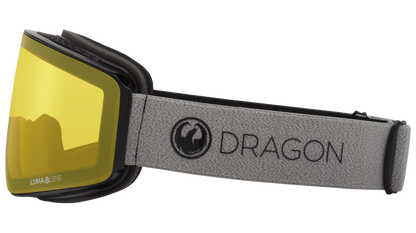 Dragon Alliance PXV Lumalens Photochromic Adaptive Flat Lens Ski Snowboard Goggle Switch Grey Photochromic Yellow Lens Band