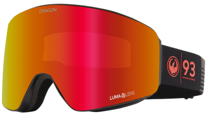 Dragon PXV Panotech Flat Lens Ski Snowboard Goggle 30 Years Black Red Red Ion Mirror Lens