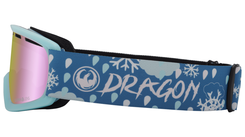 Dragon Alliance Little Lil D Kids Child Youth Ski Snowboard Goggles Snow Dance Light Blue Pink Ion Mirror Lens Band