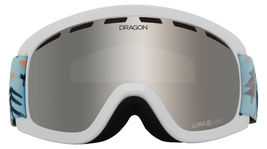 Dragon Alliance Little Lil D Kids Child Youth Ski Snowboard Goggles Forest Friends Blue Silver Ion Mirror Lens Front Face