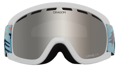 Dragon Alliance Little Lil D Kids Child Youth Ski Snowboard Goggles Forest Friends Blue Silver Ion Mirror Lens Front Face