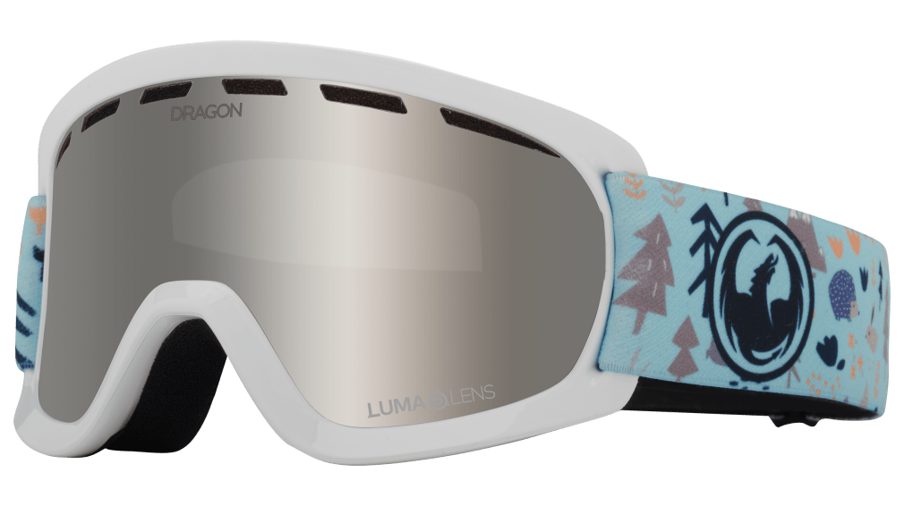 Dragon Alliance Little Lil D Kids Child Youth Ski Snowboard Goggles Forest Friends Blue Silver Ion Mirror Lens Profile