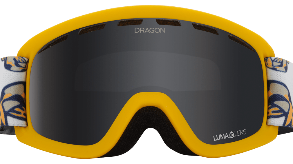 Dragon Alliance Little Lil D Kids Child Youth Ski Snowboard Goggles Lil Koi Yellow White Dark Smoke Gray Lens Front Face