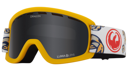 Dragon Alliance Little Lil D Kids Child Youth Ski Snowboard Goggles Lil Koi Yellow White Dark Smoke Gray Lens Profile