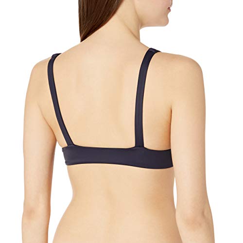 RVCA Womans Solid Tie Front Bikini Swim Top Midnight Blue Back