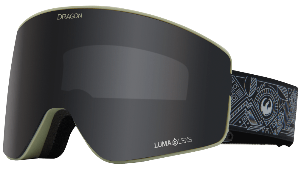 Dragon Gigi Ruf Signature Series Pro Model PXV2 Quick Change Ski Snowboard Goggles Black Gray Band Dark Smoke Grey Lens