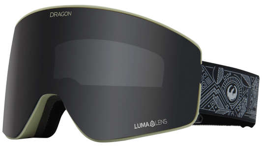 Dragon Gigi Ruf Signature Series Pro Model PXV2 Quick Change Ski Snowboard Goggles Black Gray Band Dark Smoke Grey Lens