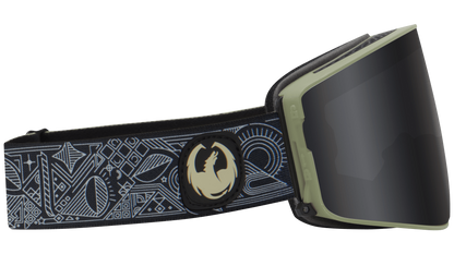 Dragon Gigi Ruf Signature Series Pro Model PXV2 Quick Change Ski Snowboard Goggles Black Gray Band Dark Smoke Grey Lens