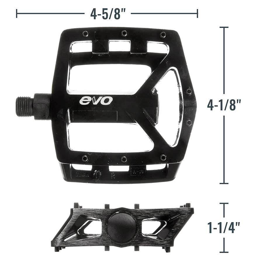 EVO Freefall DX Metal Aluminum Alloy Flat Platform Pedals Black 9/16"