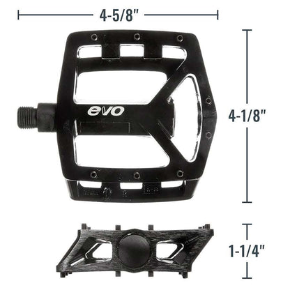 EVO Freefall DX Metal Aluminum Alloy Flat Platform Pedals Black 9/16"