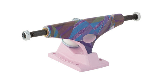 Krux Trucks K5 Nora Vasconcellos Triangle Standard Skateboard Trucks Front Angle Pink Blue Purple