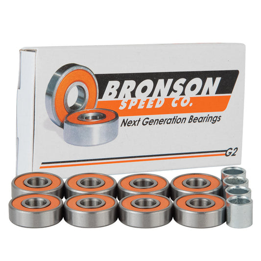 Bronson Speed Co Next Generation G2 Skate Rated Skateboard Bearings with spacers orange set of 8